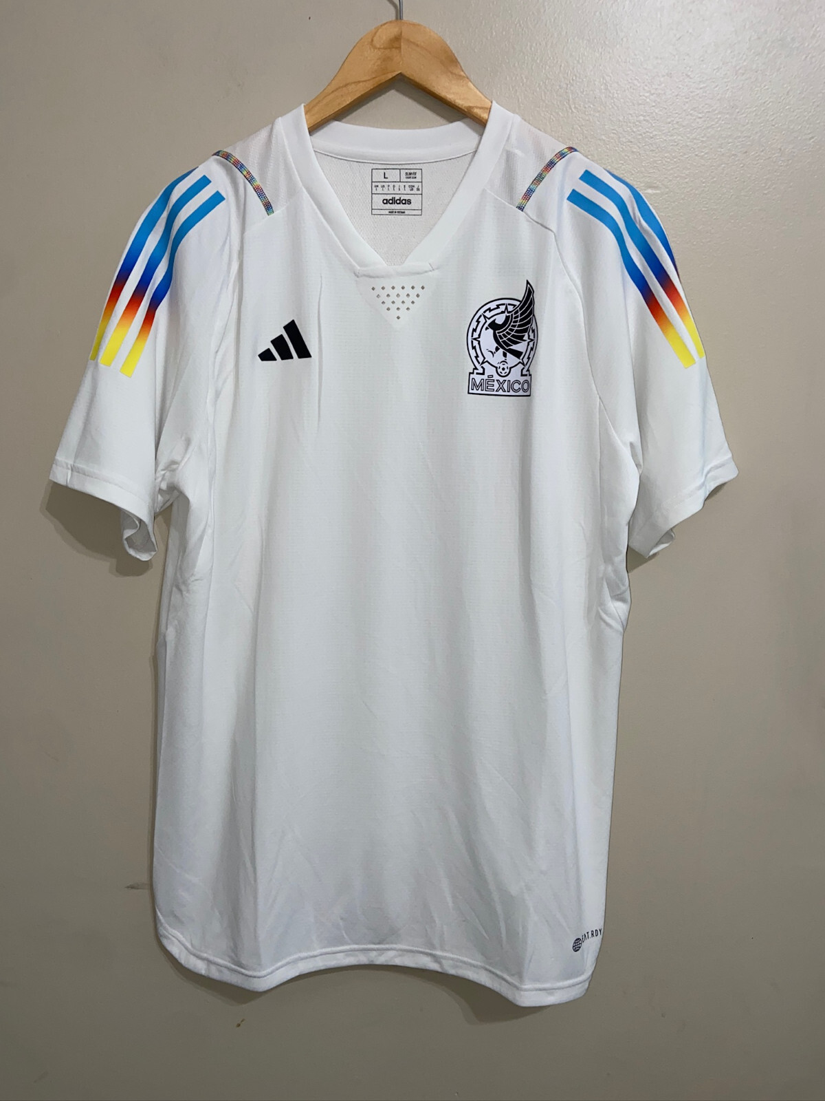 Adidas Mexico Tiro 23 Game Day White Pre-Match Soccer Jersey IC4451 Mens L NEW