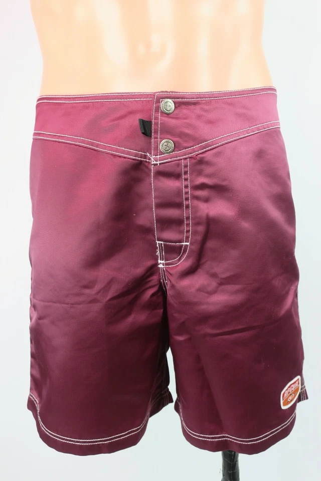 VTG 90s Rip Curl Snap Maroon Shiny Wet Look Swim Trunks 30 RETRO Surf Boardshort - Image 3 of 4