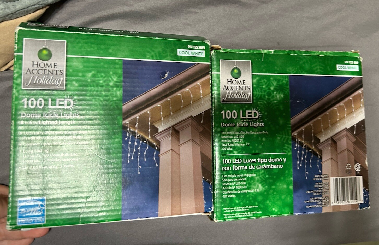 2 Boxes Of Home Accents 100 LED Cool White 8.5 Ft Some Icicle Lights eBay