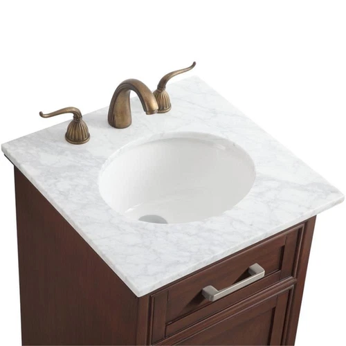 Elegant Decor Americana 19" Single Marble Top Bathroom Vanity in Teak - Picture 10 of 18