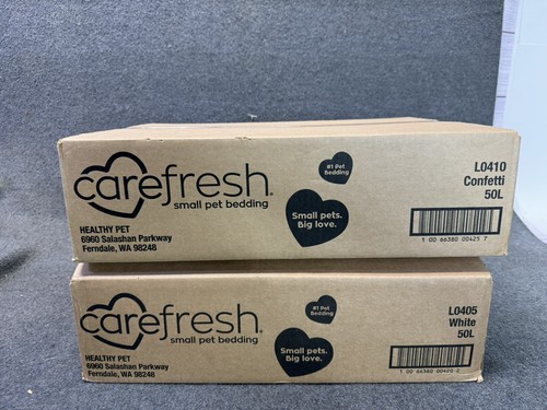 (2) Care Fresh White/Confetti Paper Small Pet Bedding with Odor Control 50 L