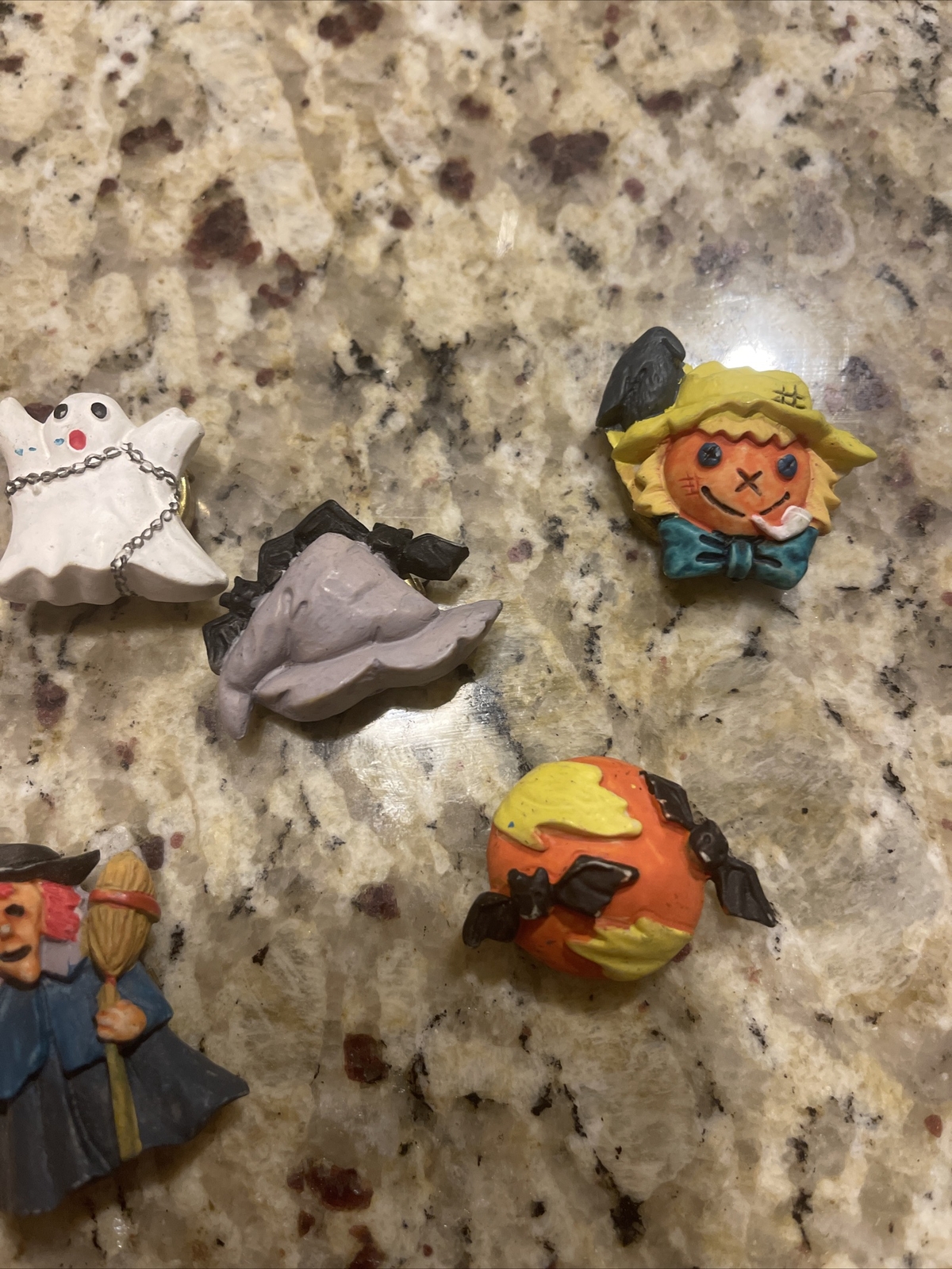 Vtg Set 6 Nony New York Button Covers Halloween Pumpkin Witch Bats Hat Orange