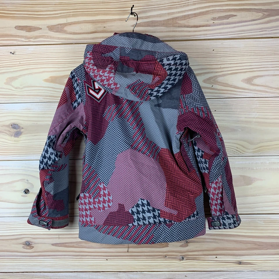 Burton Dryride куртка Kids XS 3/4 красный серый проверить сноуборда зимнее пальто - Изображение 3 из 4