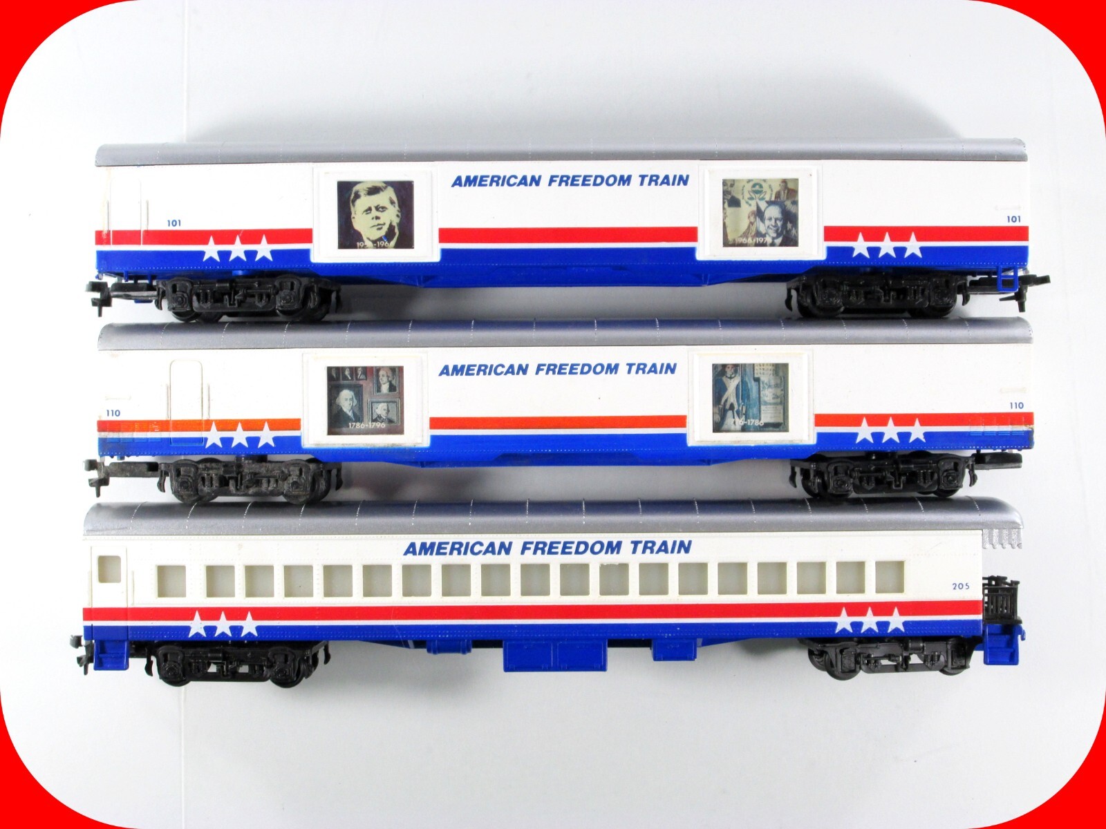 HO Scale ***AMERICAN FREEDOM TRAIN*** 3Car Passenger Set, 17761976