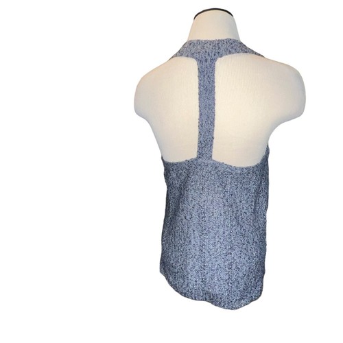 Hollister Sweater Knit tank Top size Medium Blue Soft T Back, V-neck - Picture 3 of 12