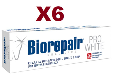 6PCS BIOREPAIR PRO WHITE TOOTHPASTE 75ML PROTECTS WHITENING ENAMEL