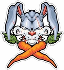 Mad Rabbit Cartoon Bunny Hare Animal Car Bumper Window Sticker Decal 4"X5"