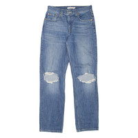 LEVI'S Low Pro Distressed Womens Jeans Blue Regular Straight Stone Wash W26 L31