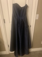 ALFRED SUNG D699s Strapless High Low Skirt Dress Gown Navy Blue Midnight Size 4