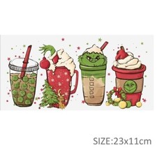 1 Piece Cup Wrap, Transfer Stickers for Glass Uv DTF Christmas Santa Cocoa