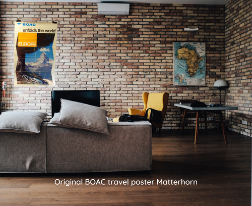 Original vintage travel poster mid 20c art Matterhorn Switzerland BOAC alp photo - Picture 5 of 5