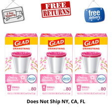 (3 Pack) Glad 4 Gallon Pink Trash Bags Febreze Cherry Blossom, 80 Ct, Drawstring