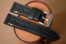 Handmade black PAM Officine Panerai strap Italy flag size 26 or any size 