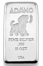 Adamo Barking Dog Bar 10 oz .999 Fine Silver Art Bar Adamo Metals USA Exclusive 83.57 per troy oz