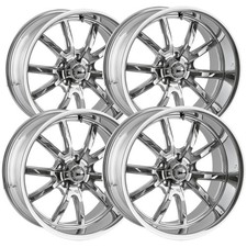 Set Of 4 Staggered Ridler 650 F17x7r17x8 5x114.3 0mm Chrome Wheels Rims
