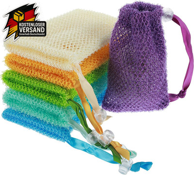 Feste Seife-Säckchen mit Kordelzug 6er Set für Duschen, Reisen, Hygiene