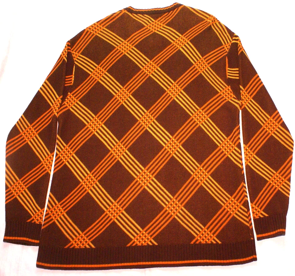 Винтажный Enyce хлопок/акрил вязаный свитер с круглым вырезом коричневый/золотой, мужской 2XL XXL - Изображение 2 из 3