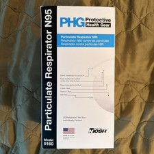 PHG Protective Health Gear N95 Mask NIOSH Box Of 50 Model 5160 Made in the USA