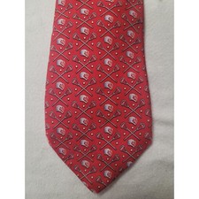 Vineyard Vines Silk Tie Red Lacrosse Sticks Helmets Print Sporty Necktie