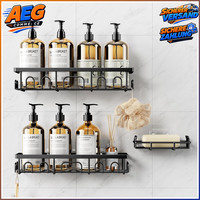 Duschablage Ohne Bohren Edelstahl 3 StüCk Badezimmer Organizer Schwarz