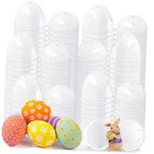 Baaxxango 100 Pieces Empty Easter Eggs,Blank White Plastic Eggs,Fillable Empty 