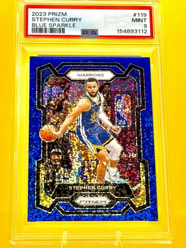 Panini Prizm 2023-24 Stephen Curry #119 Blue Sparkle /144 PSA 9 Warriors