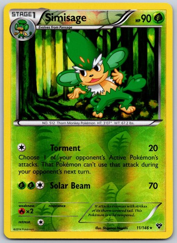 Simisage 11/146 XY Base Set Reverse Holo Rare Pokemon TCG LP English 2014