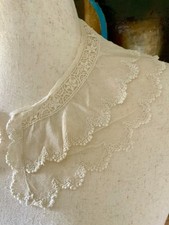 Antique Edwardian Lace Collar  Double Ruffle Net Lace Collar  Romantic Detacha