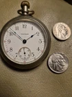 Large Antique Pocket Watch American Waltham 15 Jewels  Keystone Silveroid Case