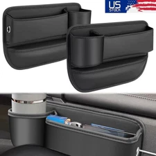 2PCS Car Seat Gap Filler Organizer with Cup Holder Left+Right Car Seat Organizer