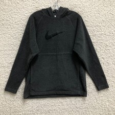 VINTAGE Nike Hoodie Large Gray Center Swoosh Pocket Pullover Sweatshirt Womens L