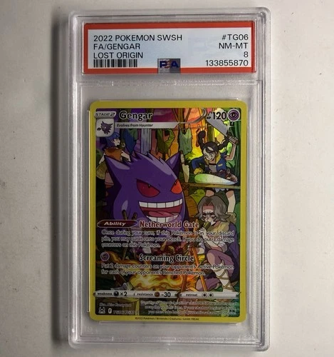 2022 POKEMON SWORD & SHIELD LOST ORIGIN #TG06 FULL ART/GENGAR PSA 8
