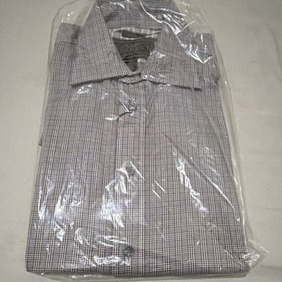 Jos. A. Bank Reserve Plaid Dress Shirt Gray/White/Black M 100% Egyptian Cotton