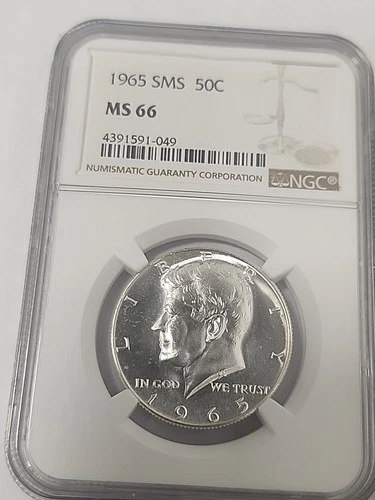 1965 NGC SMS  KENNEDY HALF DOLLAR MS 66