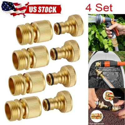 #ad #ad 4Pair 3 4quot; Garden Hose Quick Connect Water Hose Fit Brass Female Male Connector $13.98