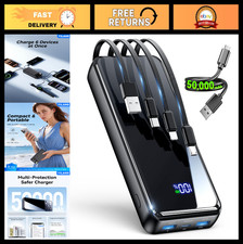 High-Capacity 50000mAh Portable Charger, Fast Charging Power Bank, 6 Outputs, US