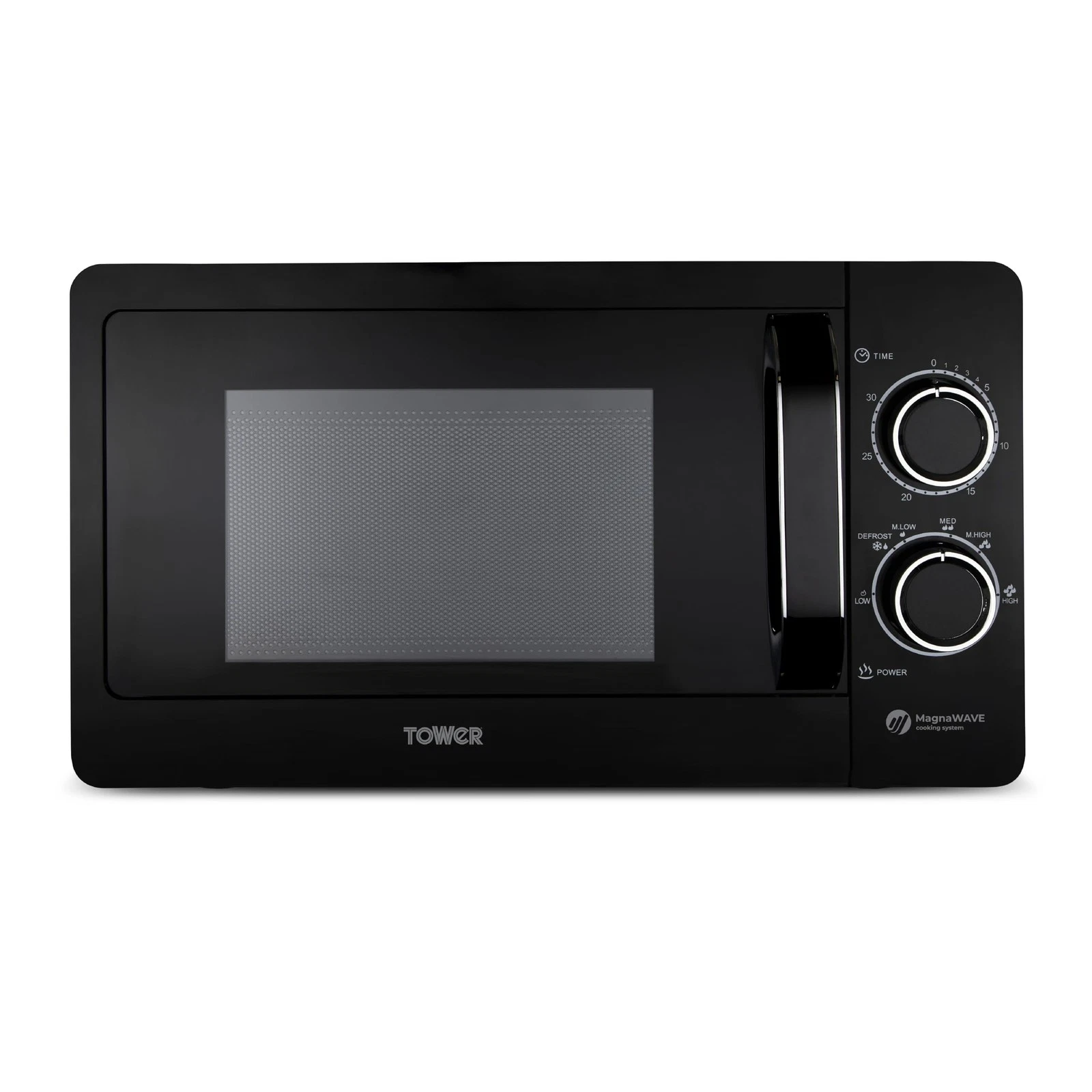 Tower T24042BLK Manual Microwave with Sleek Mirror One Size, Black & Chrome