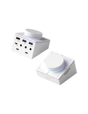  Knob USB C Hub with Shortcut Buttons, RGB Type-C Docking Station with White AG