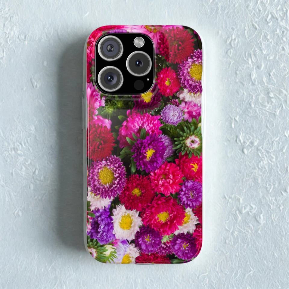 Funda de Teléfono Delgada Floral Roja Acabado Brillante Ligera iPhone 17/16/15/14 Cubierta Foto 4 de 4