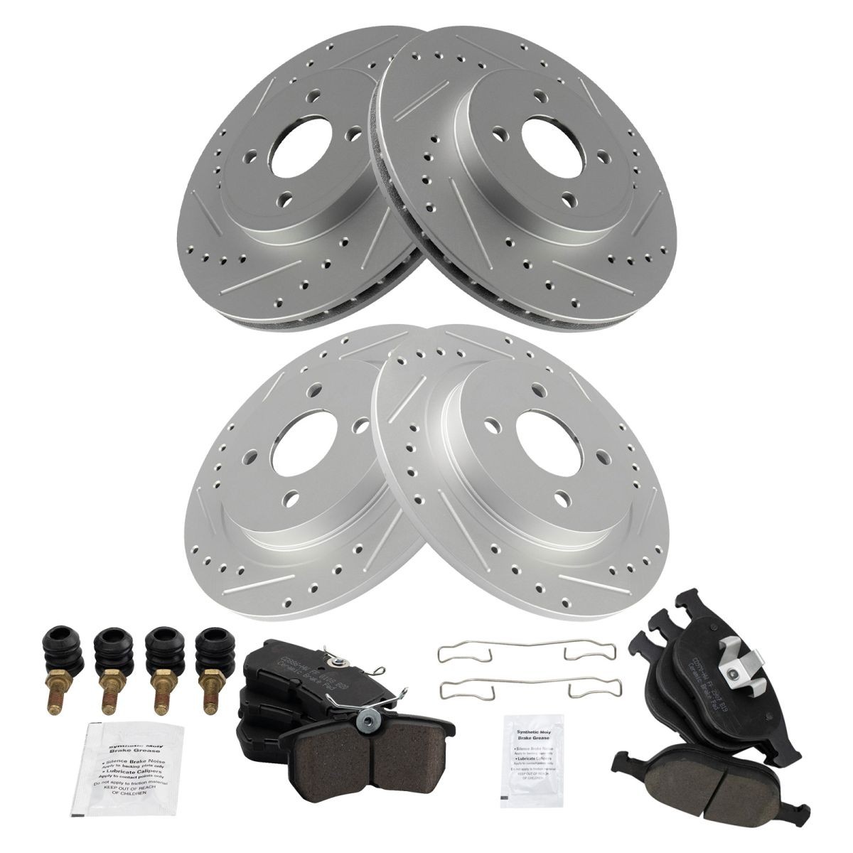 TRQ Performance Front and Rear Brake Pad & Rotor Kit Fits 2002