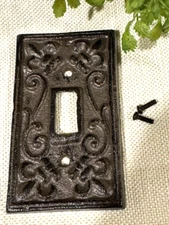 Toggle Light Switch Wall Plate Cover Cast Iron Metal Farmhouse Antique w/ Screws