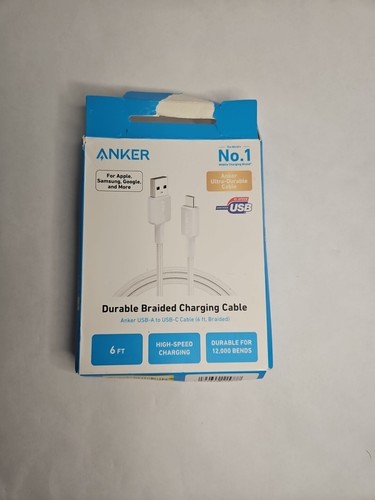 Anker 6' Braided USB-C to USB-A Charging Cable - White