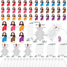 Barydat 50 Sets Mini Jesus Figures with Prayer Card and Bags Bulk Little Jesu...