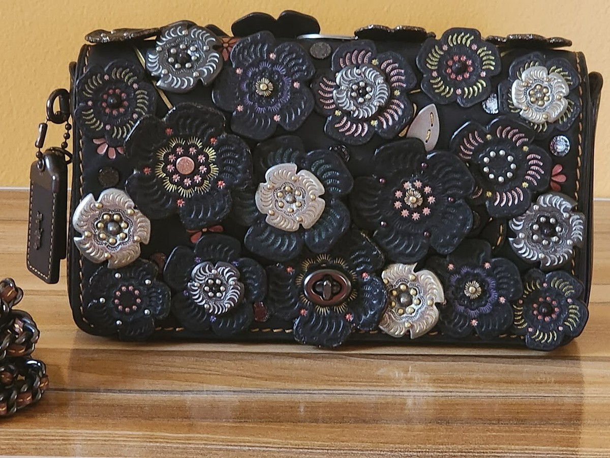 COACH 1941 BLACK/PURPLE TOOLED TEA ROSE DINKY 21586 | eBay