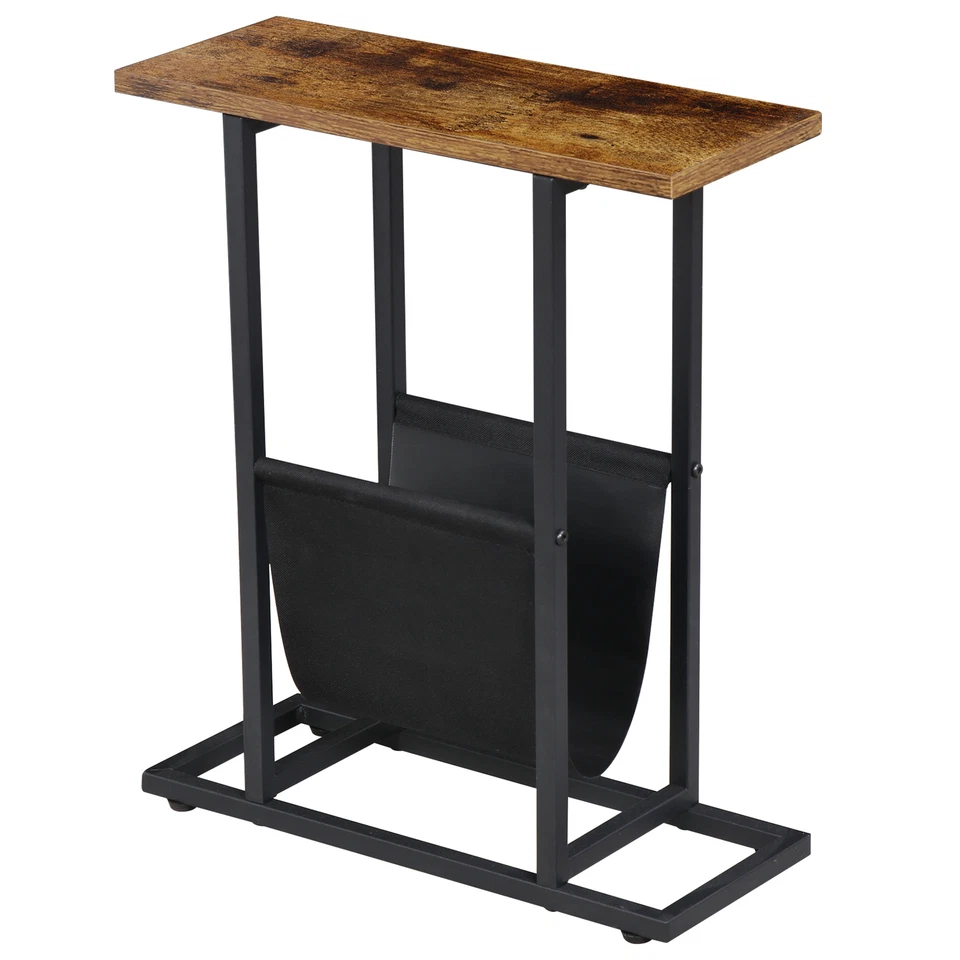 Narrow End Table for Small Space Slim Side Table for Couch, Sofa Rustic Brown - Image 4 of 4