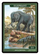 Ficha de elefante 3/3 por el artista mágico Jeff A. Menges Magic The Gathering Magic Token Givemana