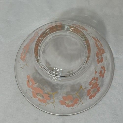 Cuenco de inmersión de vidrio vintage con flores rosas flores de cerezo y ramas con adornos dorados - Imagen 7 de 9