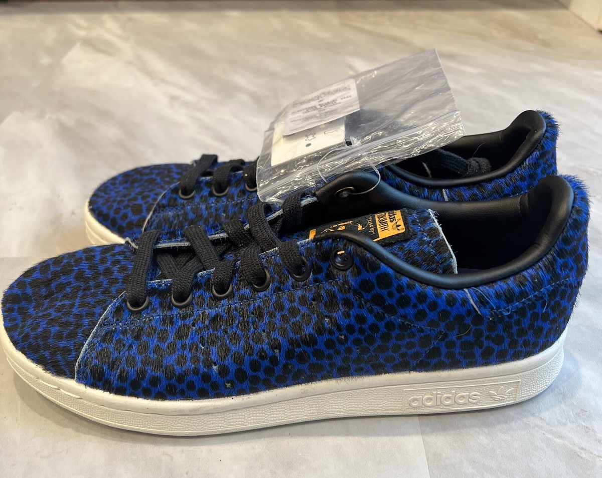 ●BLUE ELEPHANT● STAN brown Adidas Womens STAN SMITH Cheetah Animal Print Fuzzy Sneakers