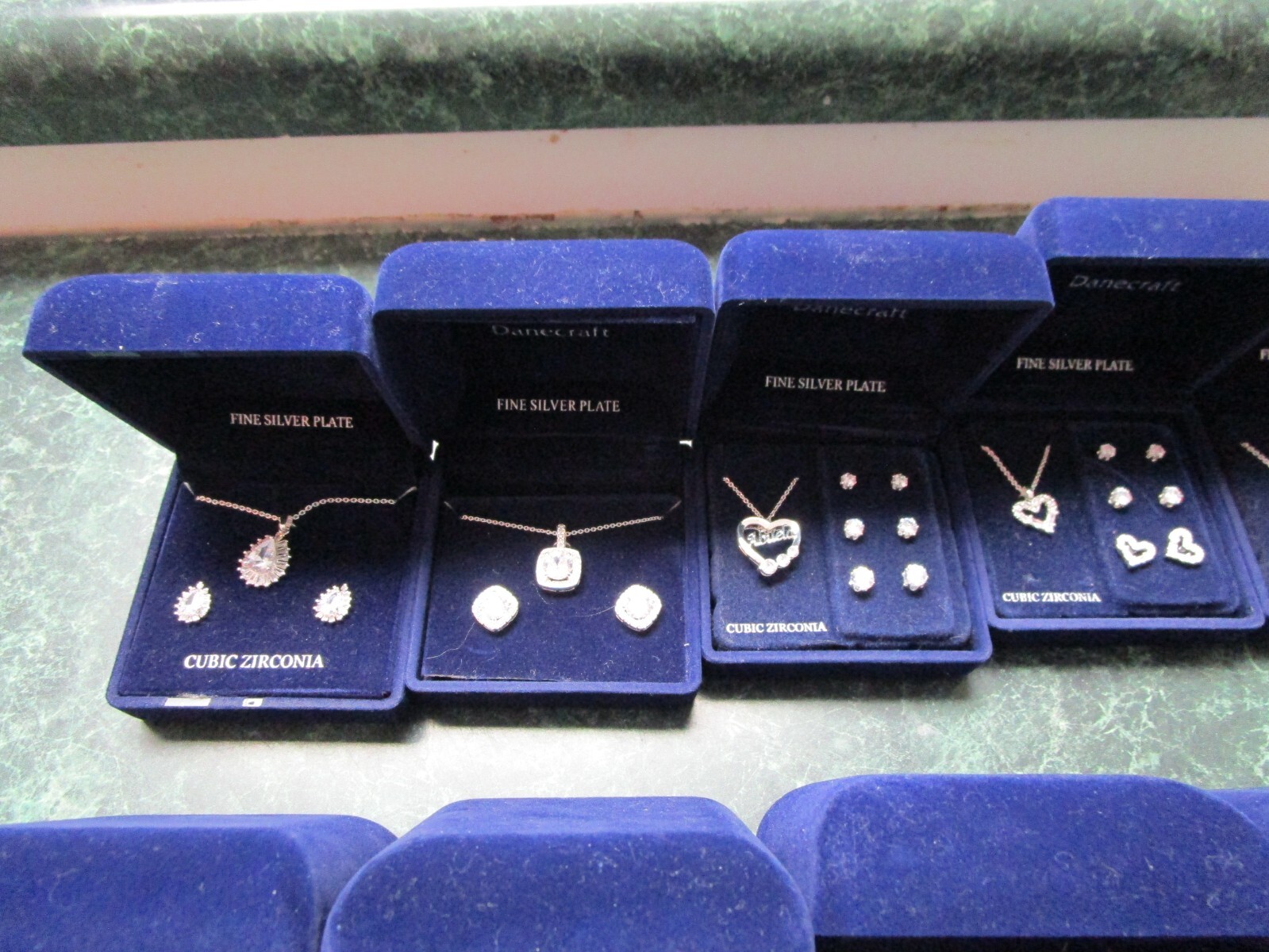 Danecraft Fine Silver Plate Cubic Zirconia Necklace Bracelet Earring Sets Lot 3 eBay