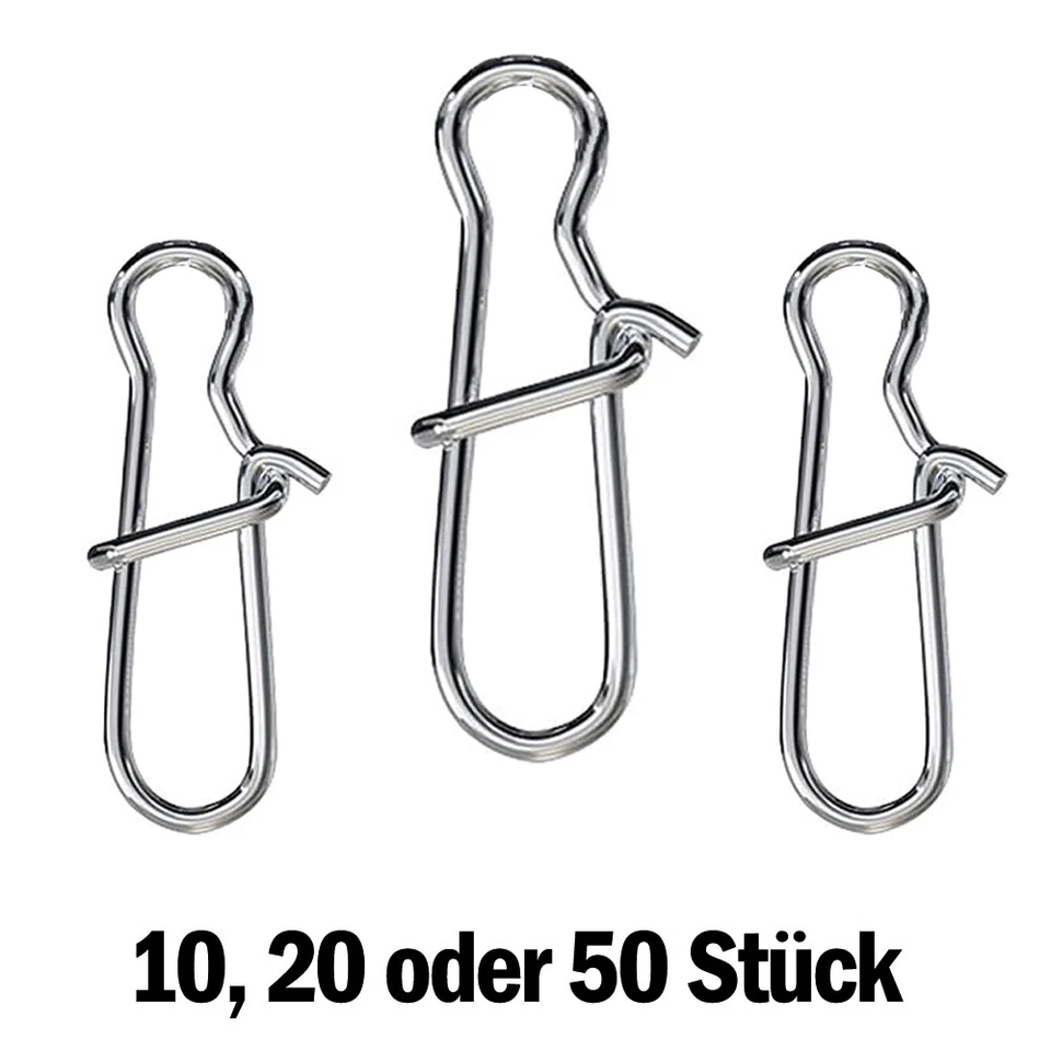 PERCH`N PIKE Angel Snaps I Karabiner I Duo-Lock Snap, 11 - 33 kg I Edelstahl Wirbel I Silber